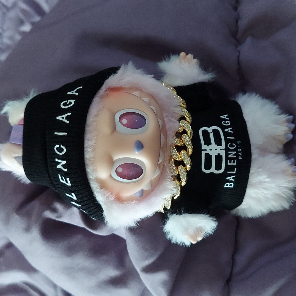 Balenciaga Furry Toy with Black Sweater and heavy Gold Chain - Picture 4 of 4